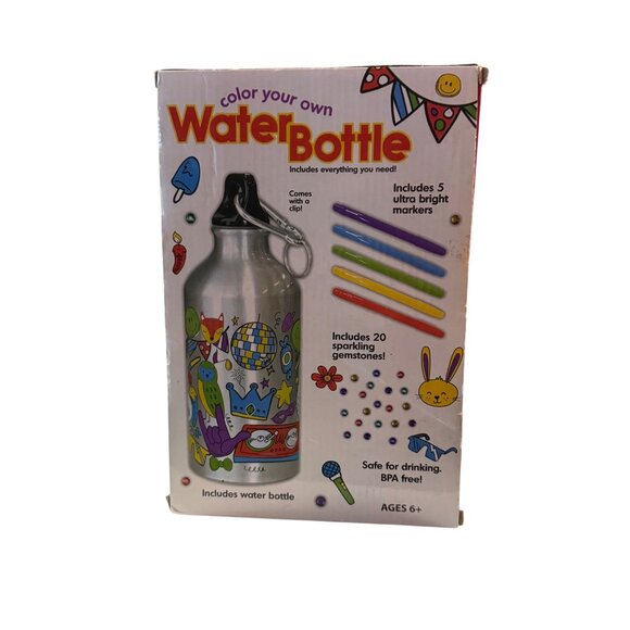 Color Your Own Water Bottle Kit Markers & Gemstones Safe For Drinking & BPA-Free - Picture 5 of 7
